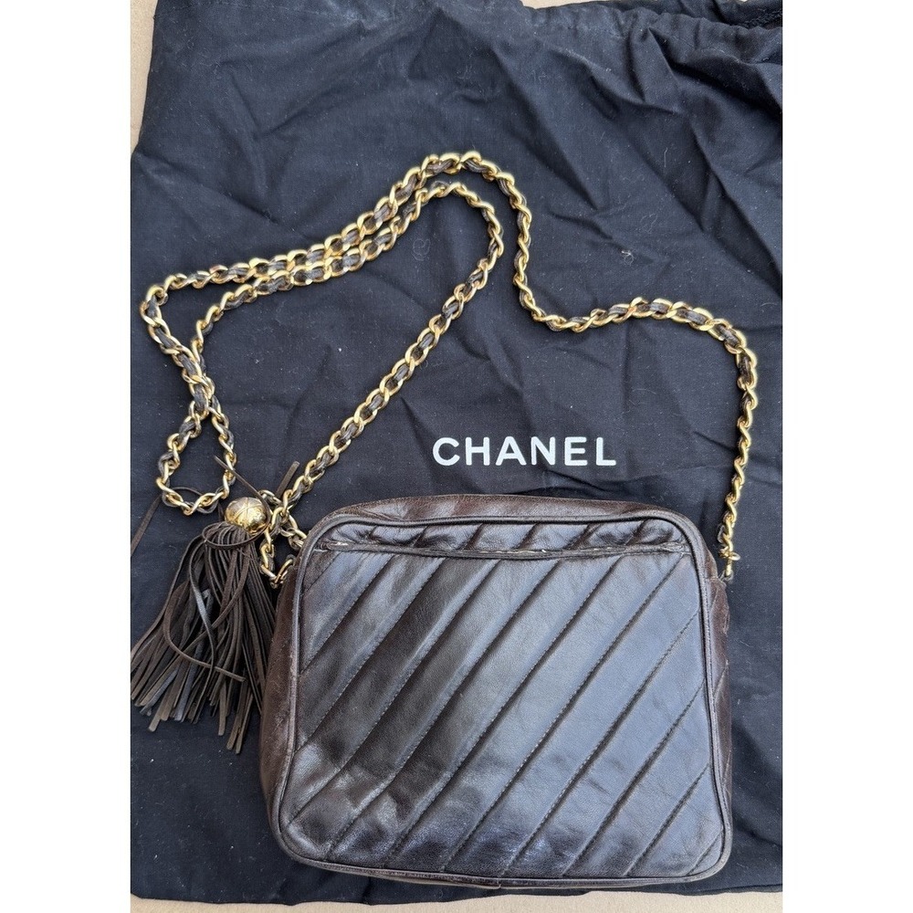 Chanel Brown Quilted Tassel Chain Shoulder Bag CC‎ Logo Dust Bag Included